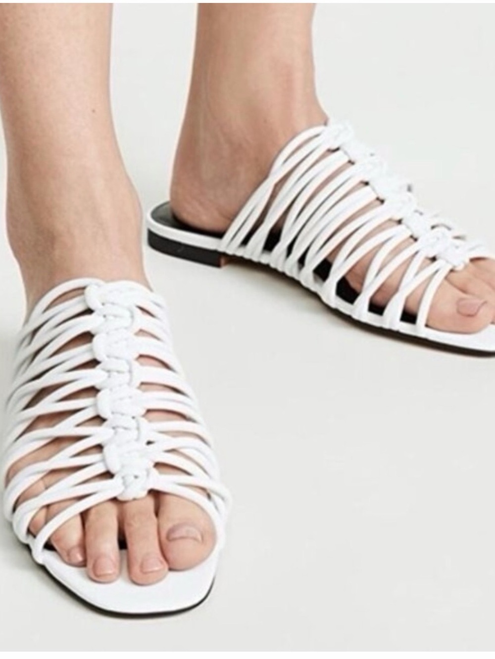 NIB Rebecca Minkoff White Maelynn Braided Slide Sandals Size 8.5